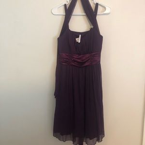 Purple elegant dress with matching scarf